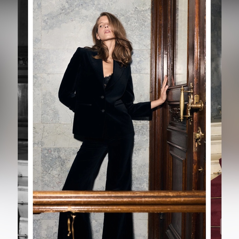 Frame Denim Women's Black Velvet Pantsuit